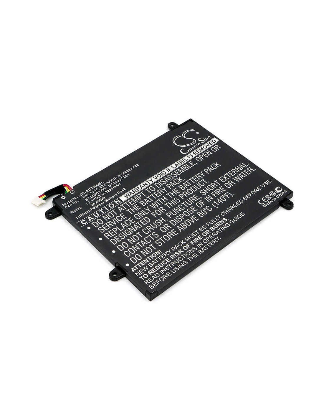 Battery for Acer Iconia A500, Iconia Tablet A500, Iconia A500-10s32 7.4V, 3250mAh - 24.05Wh