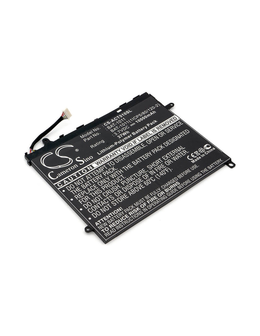 Battery for Acer Iconia Tab A510, Iconia Tab A700, Iconia Tab A710 3.7V, 10000mAh - 37.00Wh