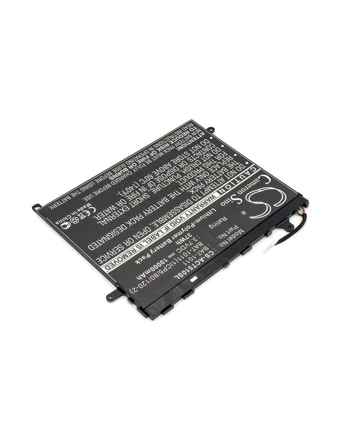 Battery for Acer Iconia Tab A510, Iconia Tab A700, Iconia Tab A710 3.7V, 10000mAh - 37.00Wh