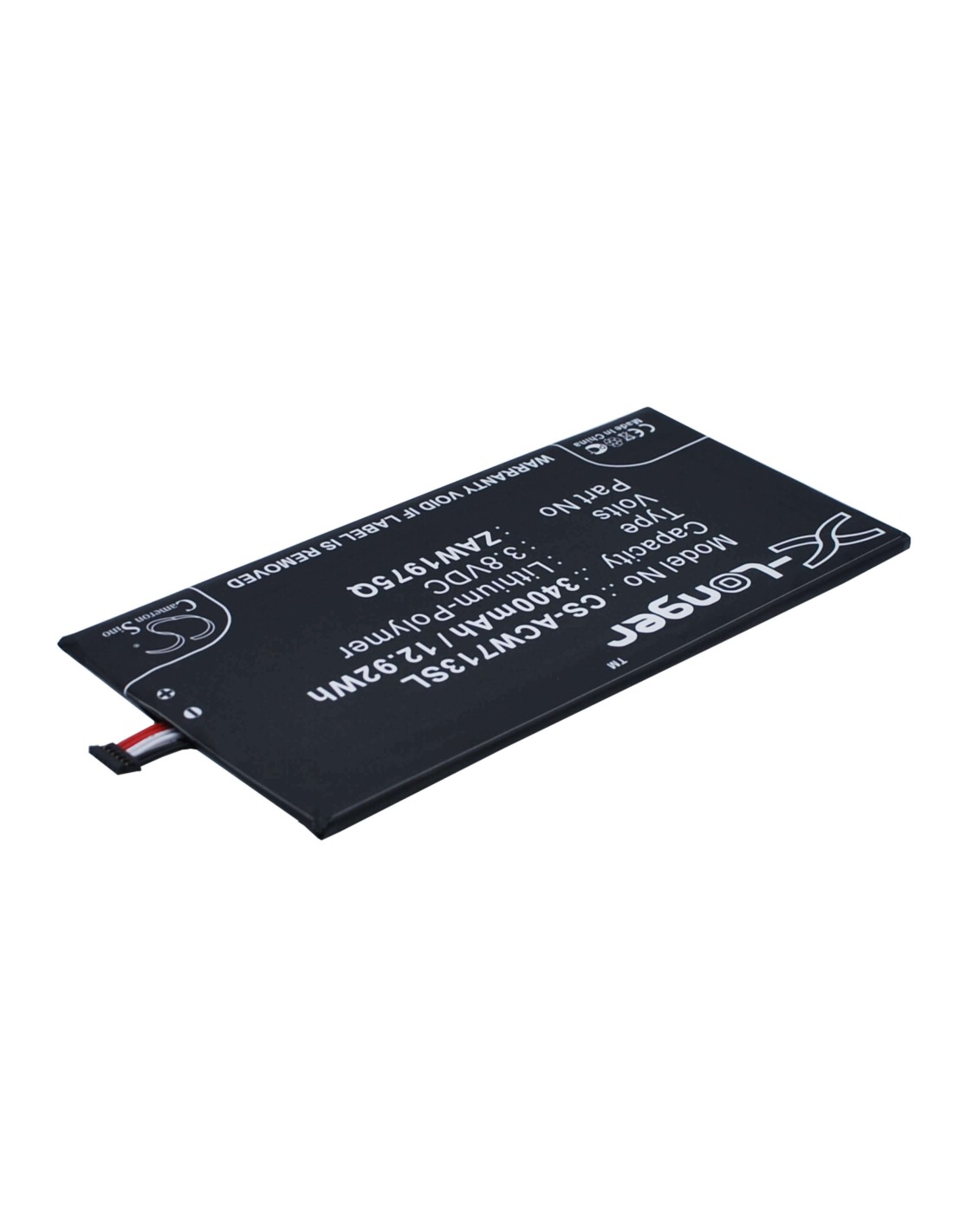 Battery for Acer Iconia Tab 7, A1-713, A1-713hd 3.8V, 3400mAh - 12.92Wh