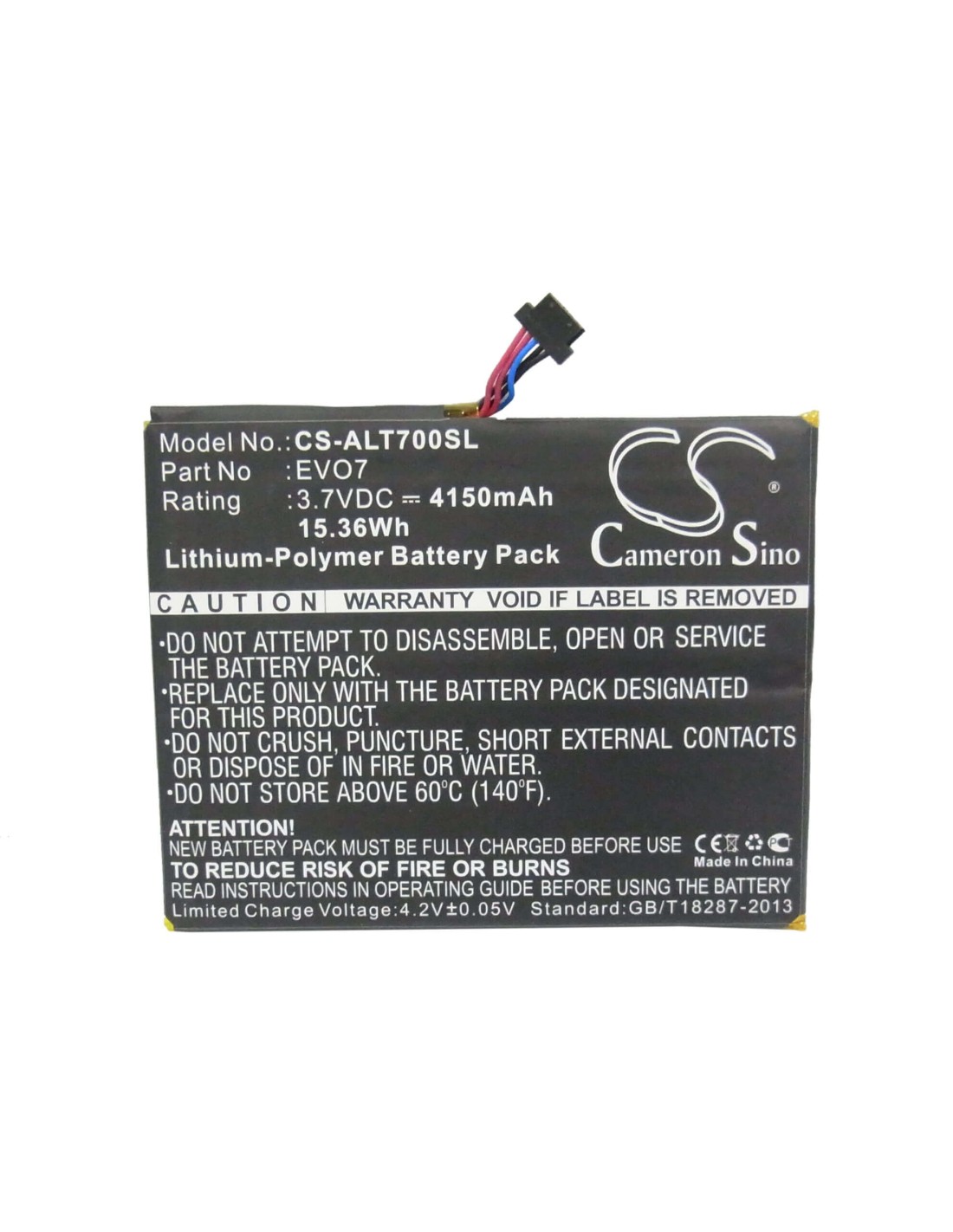 Battery for Alcatel One Touch Evo 7, T70-2aalde1, Ot-t70 3.7V, 4150mAh - 15.36Wh