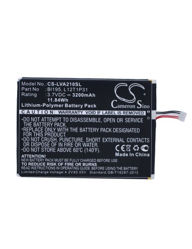 Battery for Lenovo A2107, A2207, A2 3.7V, 3200mAh - 11.84Wh