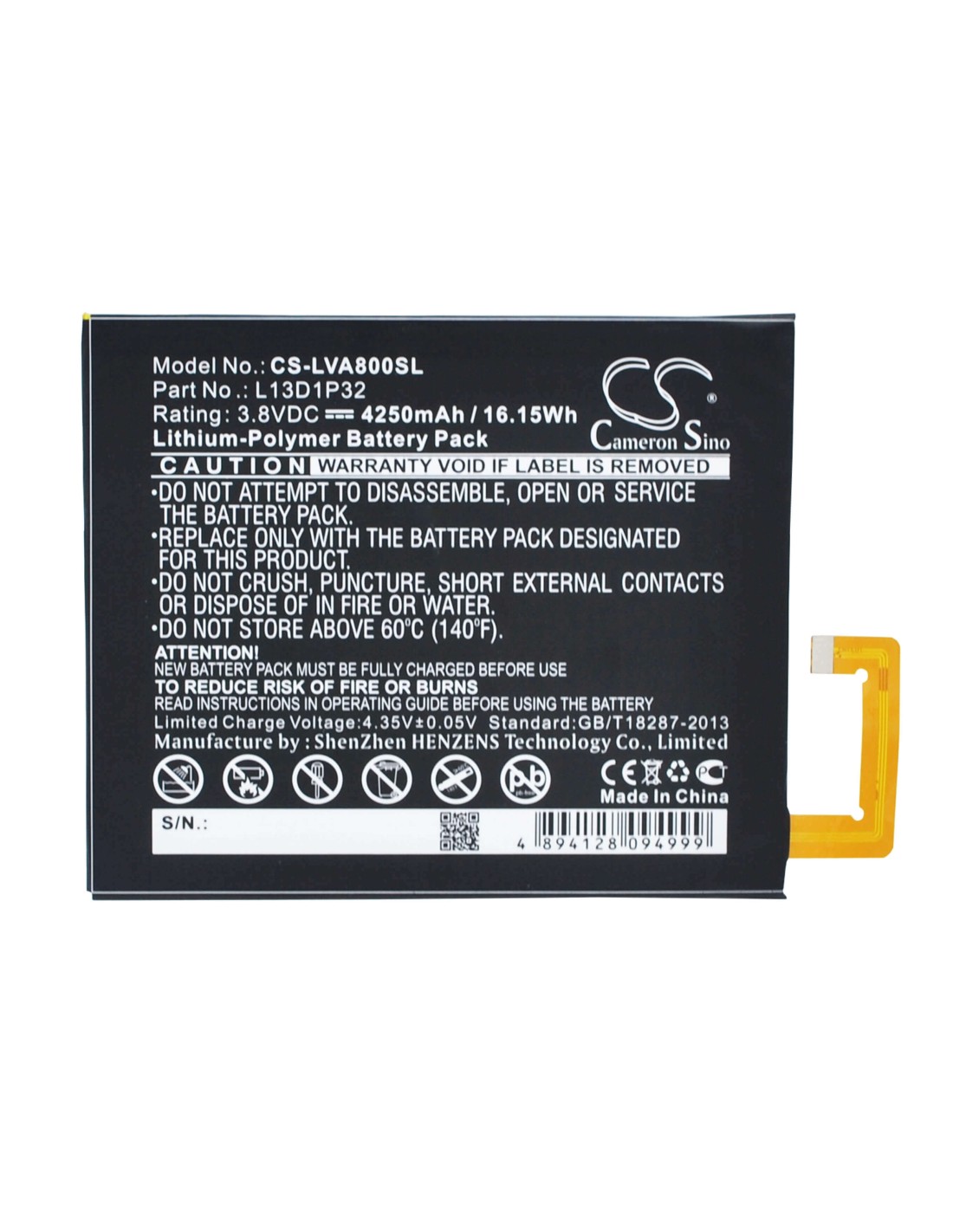 Battery for Lenovo Ideapad A8, Ideapad A8-50, Ideapad A5500 3.8V, 4250mAh - 16.15Wh