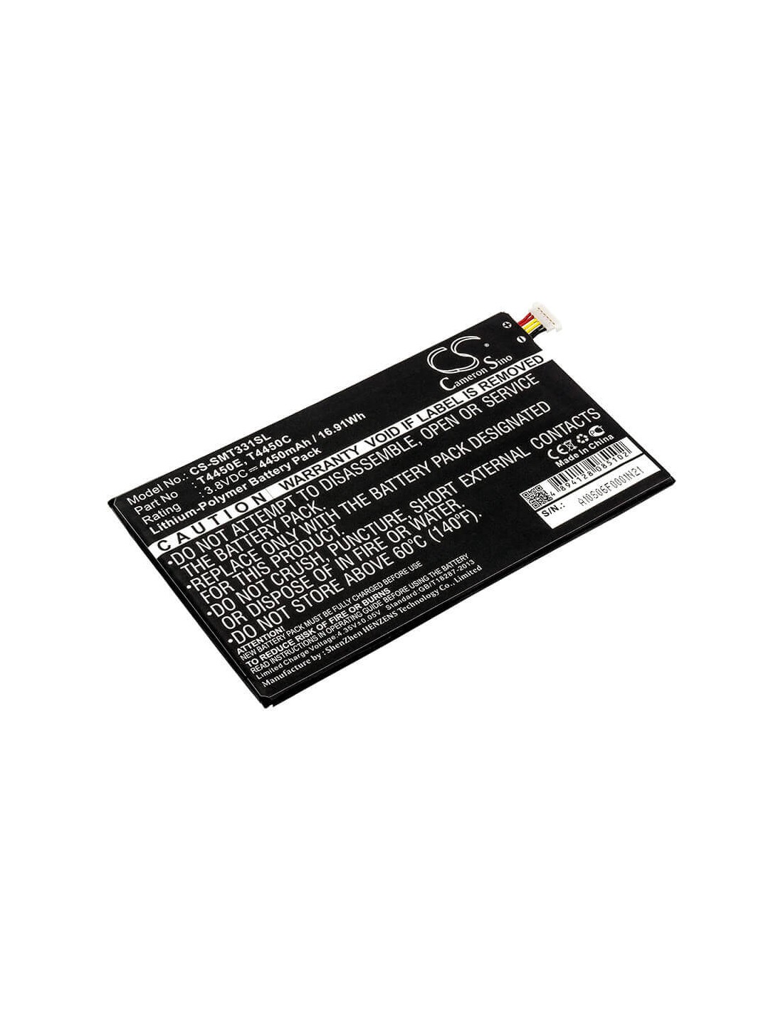Battery for Samsung Galaxy Tab 4, Sm-t337v, Galaxy Tab 4 8.0 Lte 3.8V, 4450mAh - 16.91Wh
