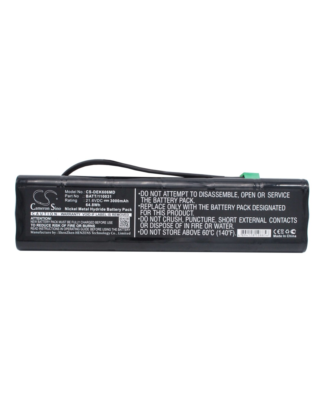 Battery for Dimeq Ek606 21.60V, 3000mAh - 64.80Wh
