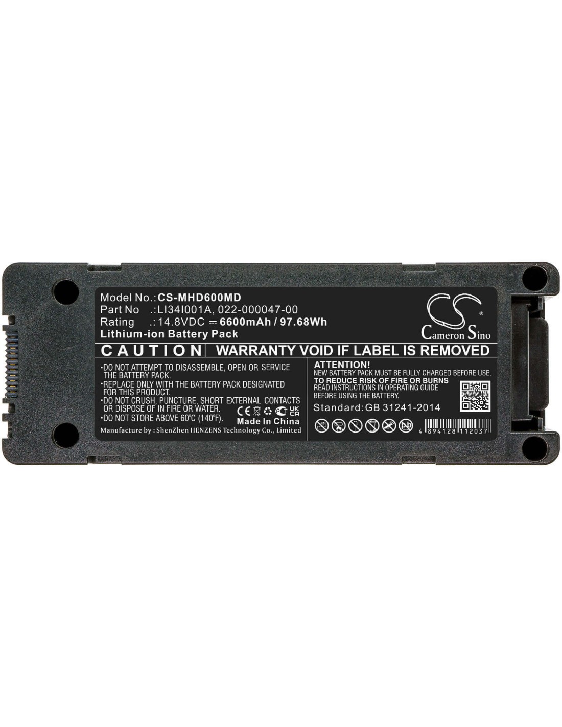 Battery for Mindray Beneheart D6 14.8V, 6600mAh - 97.68Wh