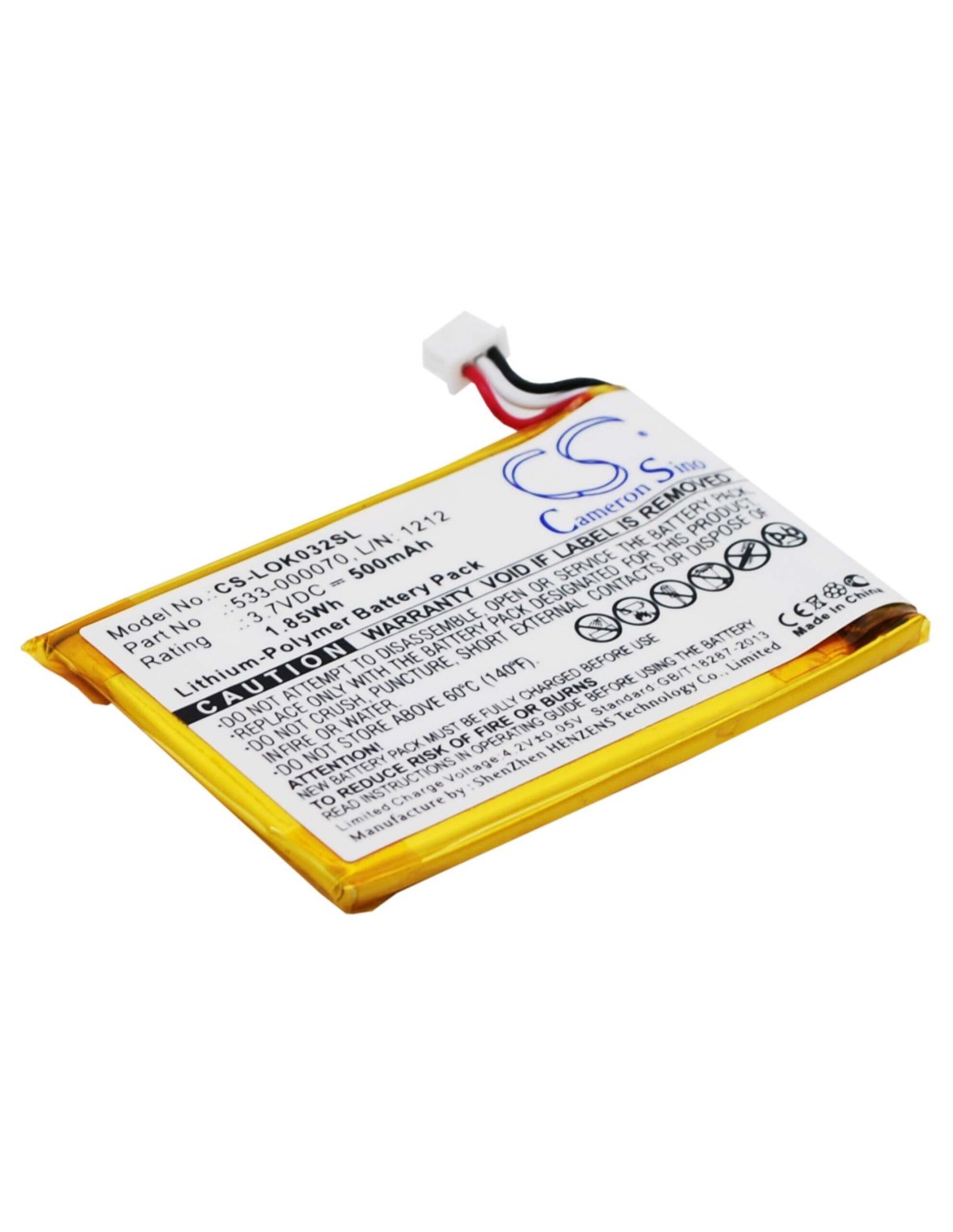 Battery for Logitech Ultratin Keyboard Cover, Y-r0032 3.7V, 500mAh - 1.85Wh
