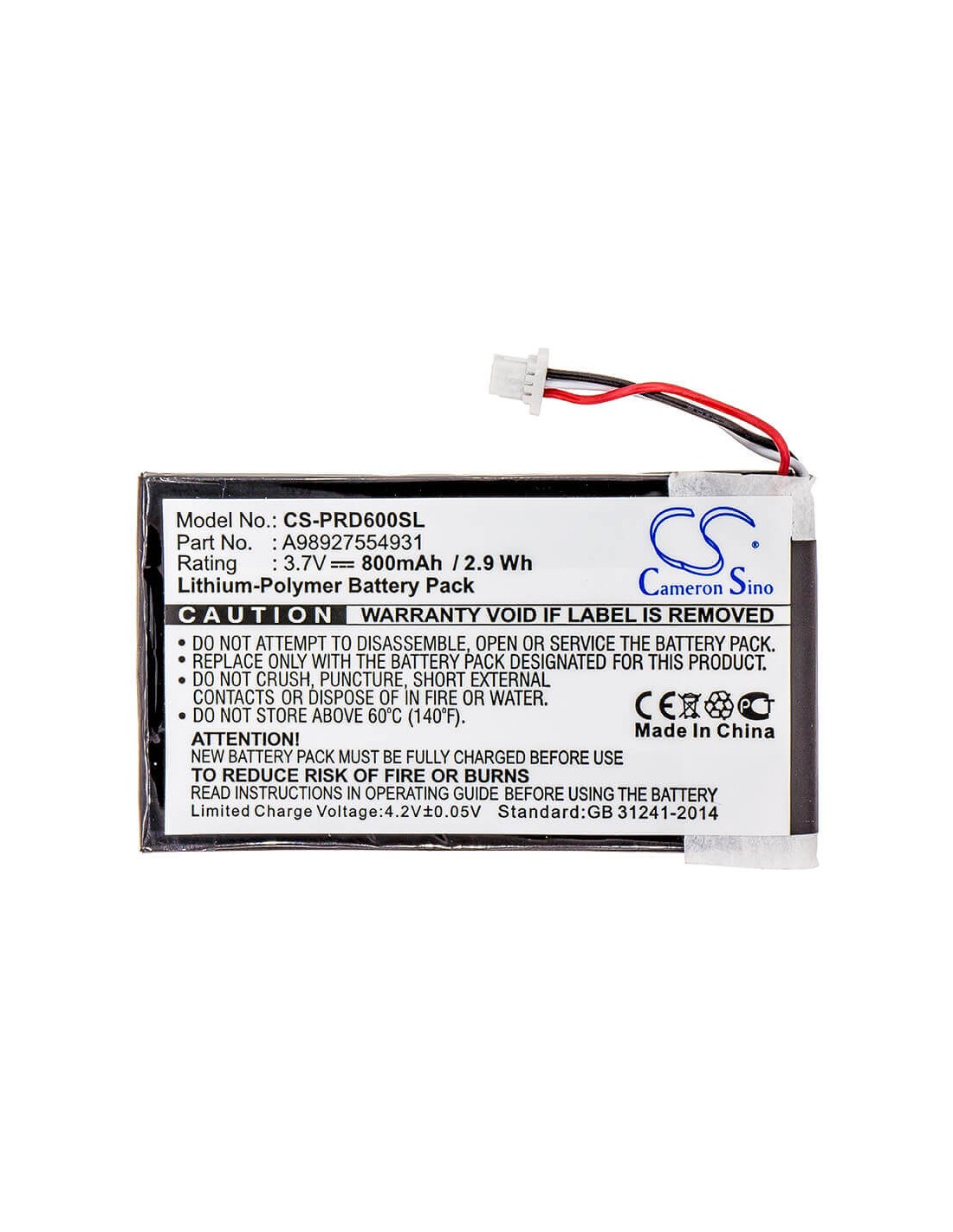 Battery for Sony Prs-600, Prs-600/rc, Prs-600/bc 3.7V, 800mAh - 2.96Wh
