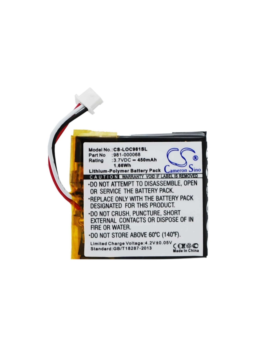 Battery for Logitech Clearchat Pc, 981-000068, 981-000069 3.7V, 450mAh - 1.67Wh