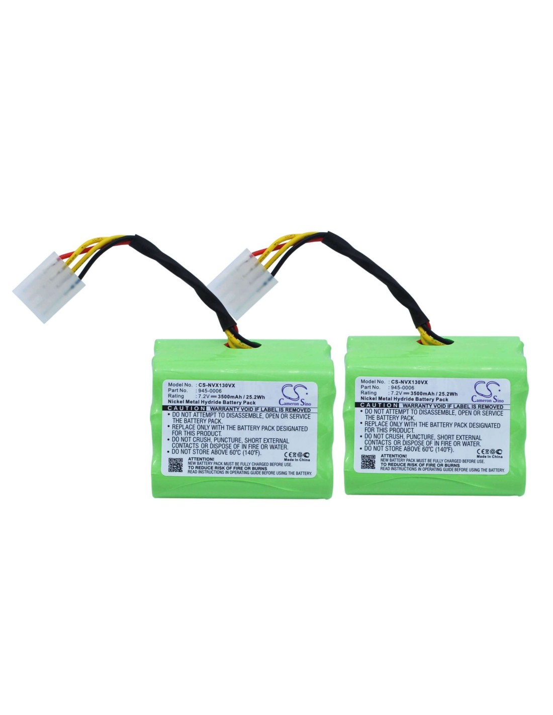 Two Batteries for Neato Xv-12, Xv-15, Xv-11 7.2V, 3500mAh - 25.20Wh