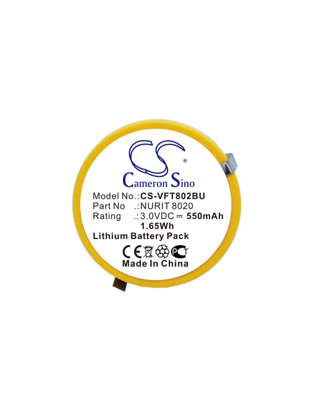 Battery for Verifone Nurit 8020, 802b-ww-m05 3.0V, 550mAh - 1.65Wh