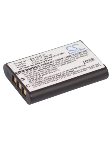 Battery for Olympus Fe-370, Pentax, Optio M50, 3.7V, 680mAh - 2.52Wh