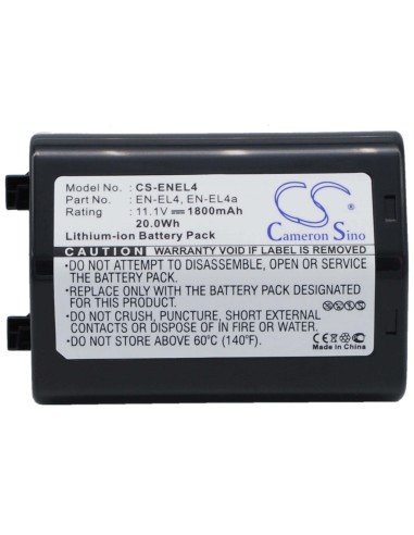 Battery for Nikon D2hs, D2x, D2xs, D3, 11.1V, 1800mAh - 19.98Wh