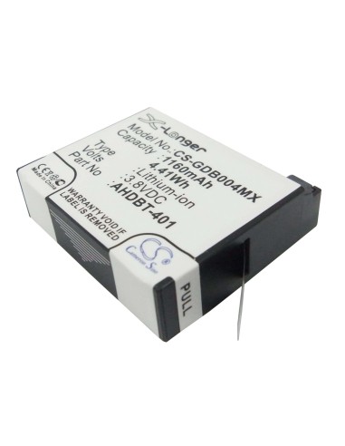 Battery for Gopro Hero 4, Hero 4 3.8V, 1160mAh - 4.41Wh