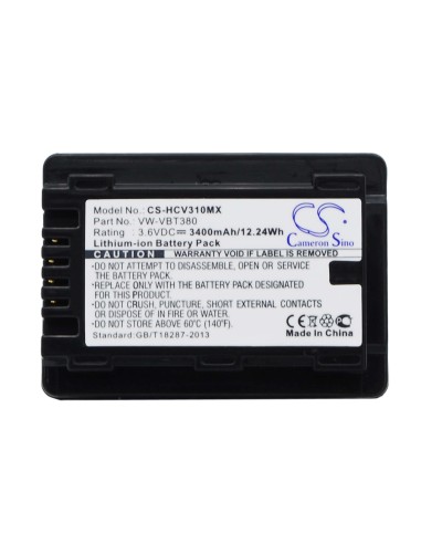 Battery for Panasonic Hc-250eb, Hc-550eb, Hc-727eb, Hc-750eb, 3.6V, 3400mAh - 12.24Wh