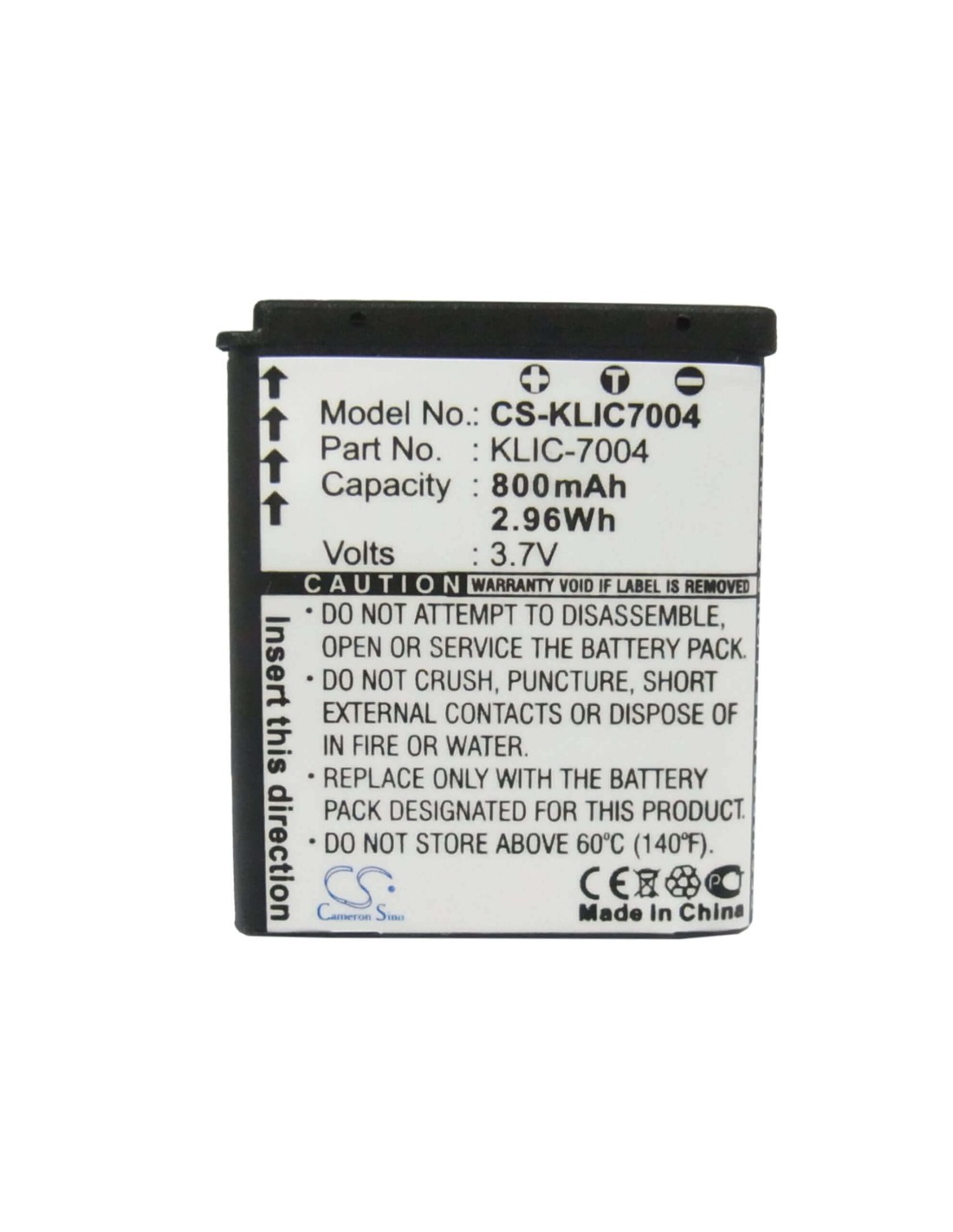 Battery for Kodak Easyshare M1033, Easyshare M1093 3.7V, 800mAh - 2.96Wh