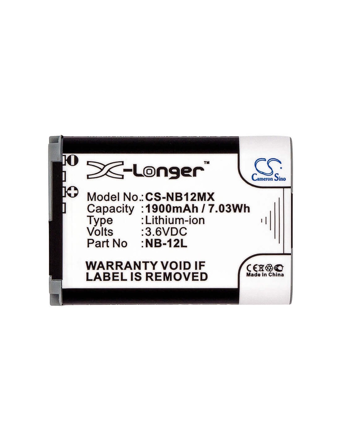 Battery for Canon Legria Mini X, Powershot 3.6V, 1900mAh - 6.84Wh
