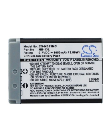 Battery for Canon Powershot G7x 3.7V, 1050mAh - 3.89Wh