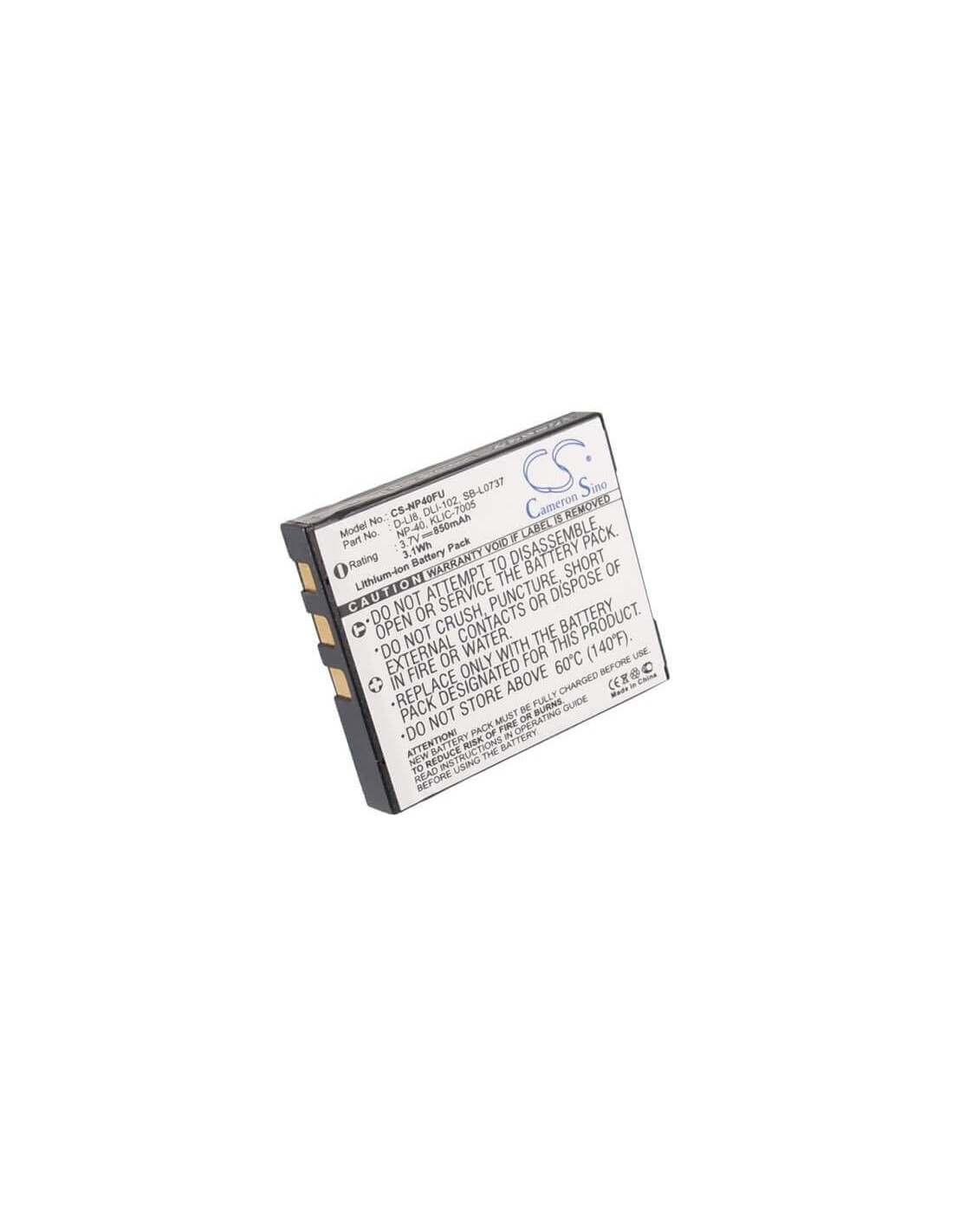 Battery for Pentax Optio A10, Optio A20, 3.7V, 850mAh - 3.15Wh
