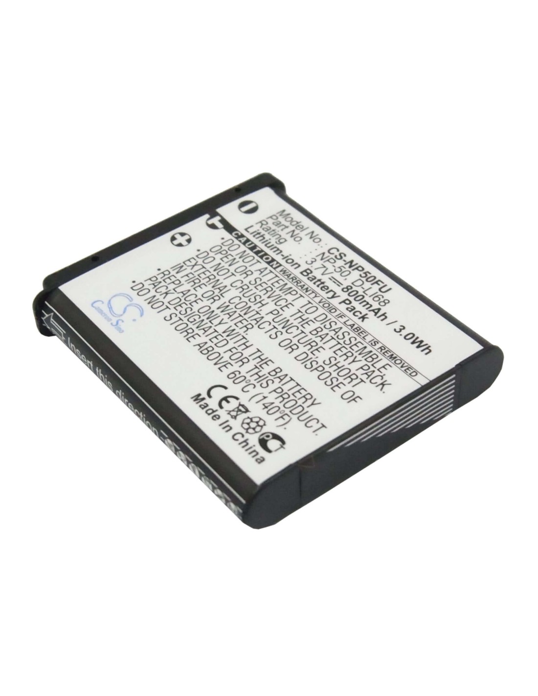 Battery for Pentax Optioa36, Optios10, Optios12 3.7V, 800mAh - 2.96Wh