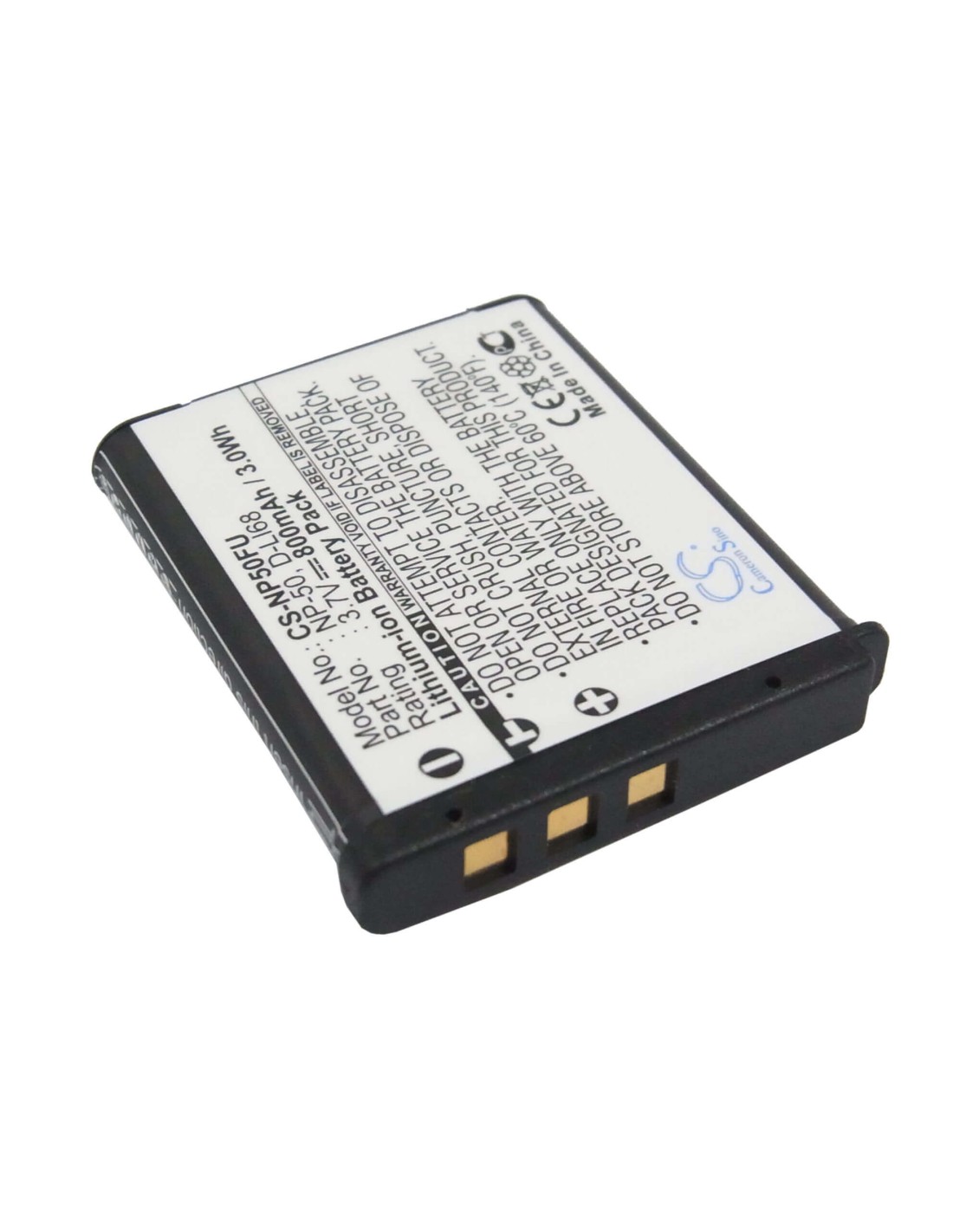 Battery for Pentax Optioa36, Optios10, Optios12 3.7V, 800mAh - 2.96Wh