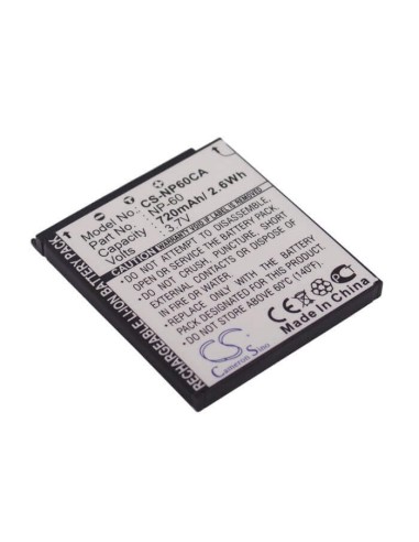 Battery for Casio Exilim Ex-fs10, Exilim Ex-fs10be, 3.7V, 720mAh - 2.66Wh