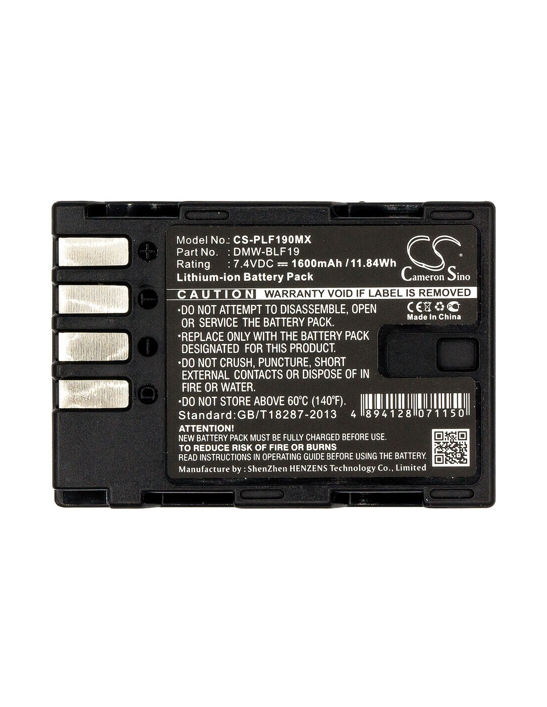 Battery for Panasonic Lumix Dmc-gh3, Lumix Dmc-gh3a, 7.4V, 1600mAh - 11.84Wh