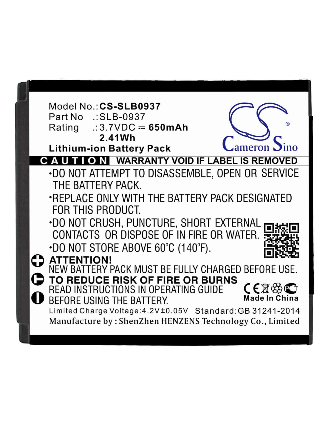 Battery for Samsung Cl5, I8, L730, L830, 3.7V, 1000mAh - 3.70Wh