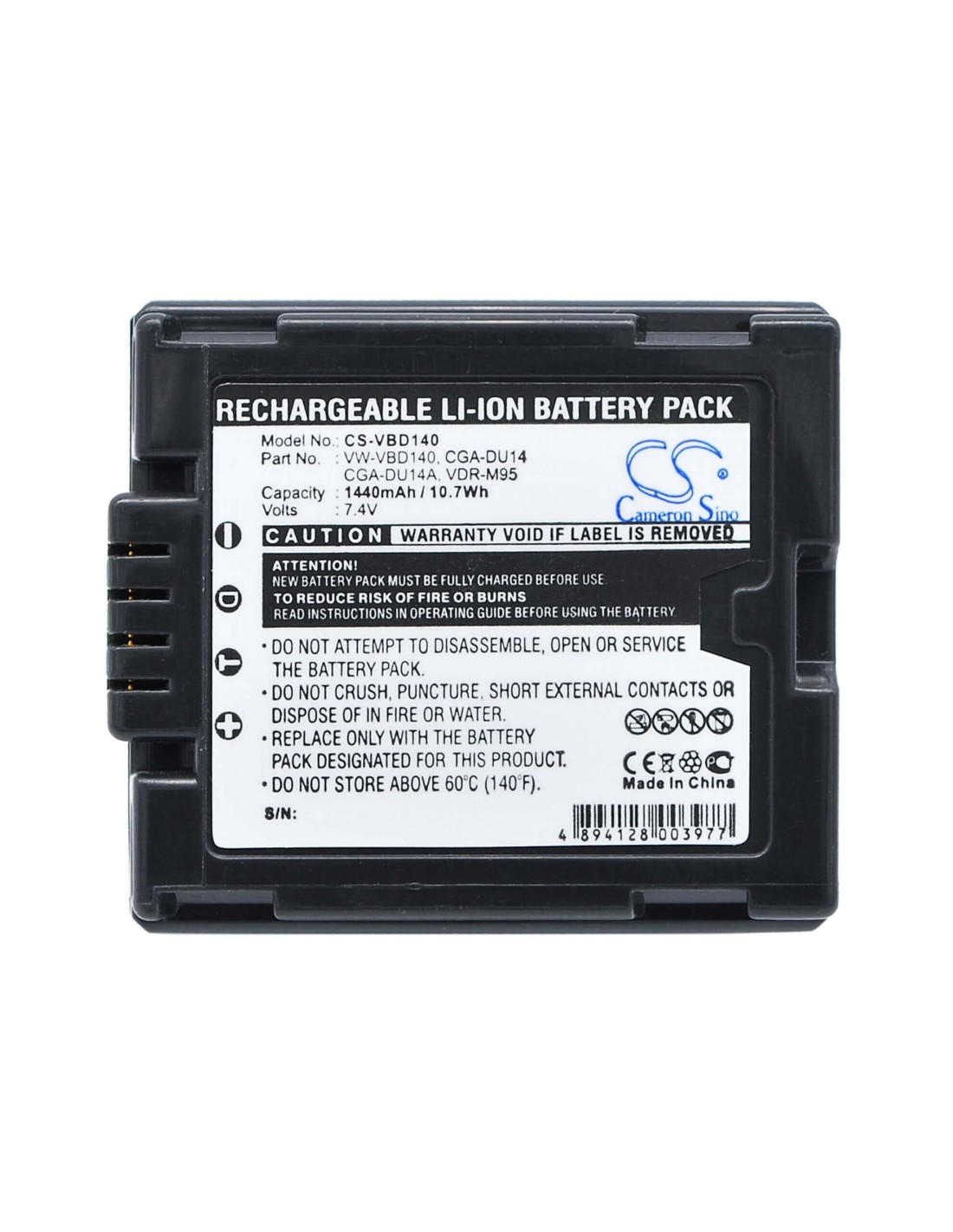 Battery for Hitachi Dz-bd70, Dz-bd7h, Dz-bx37e, Dz-gx20, 7.4V, 1440mAh -  10.66Wh