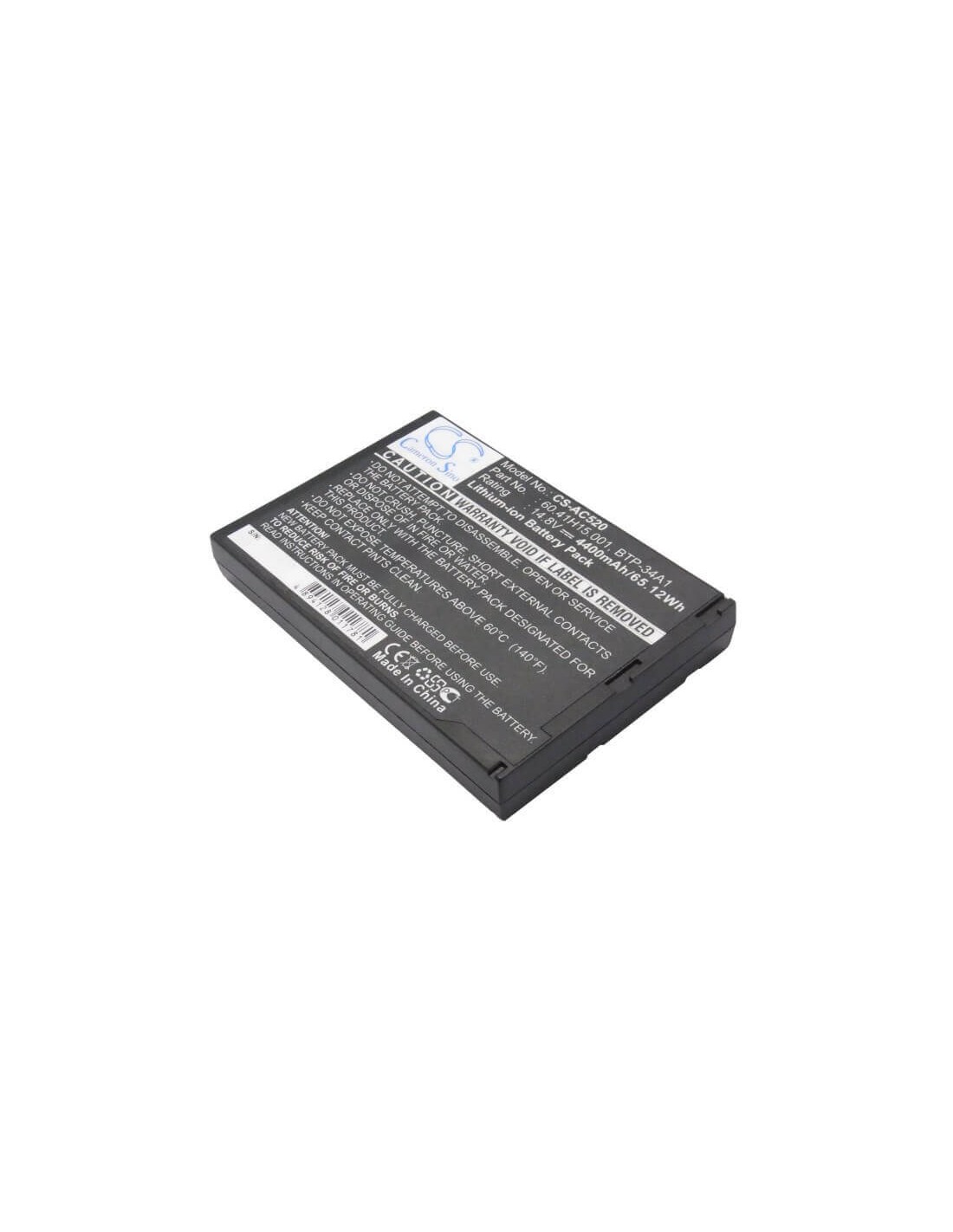Dark grey Battery for Acer Travelmate 520, Travelmate 520it, Travelmate 521 14.8V, 4400mAh - 65.12Wh