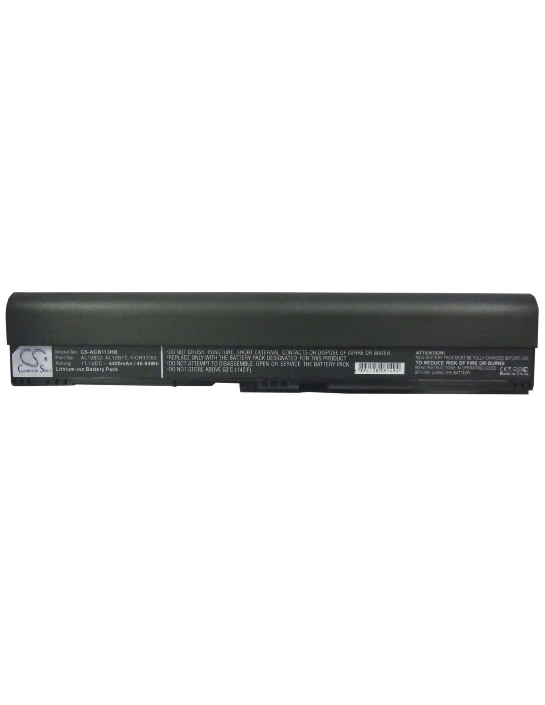 Black Battery for Acer Aspire V5-171, Aspire One 725, Aspire One 756 11.1V, 4400mAh - 48.84Wh