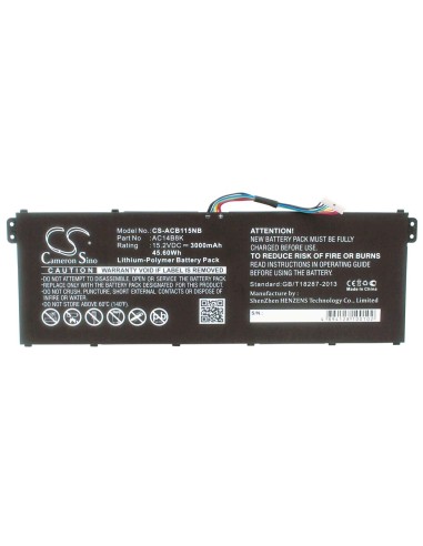 Black Battery for Acer Travelmate B115-m, Travelmate B115-mp, Chromebook 11 15.2V, 3000mAh - 45.60Wh