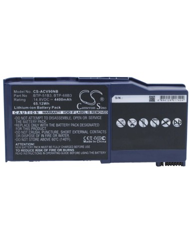 Black Battery for Acer Wistron Aj V90 14.8V, 4400mAh - 65.12Wh