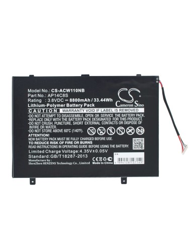 Black Battery for Acer Aspire Switch 11, Aspire Switch 11 Pro, Sw5-111 3.8V, 8800mAh - 33.44Wh