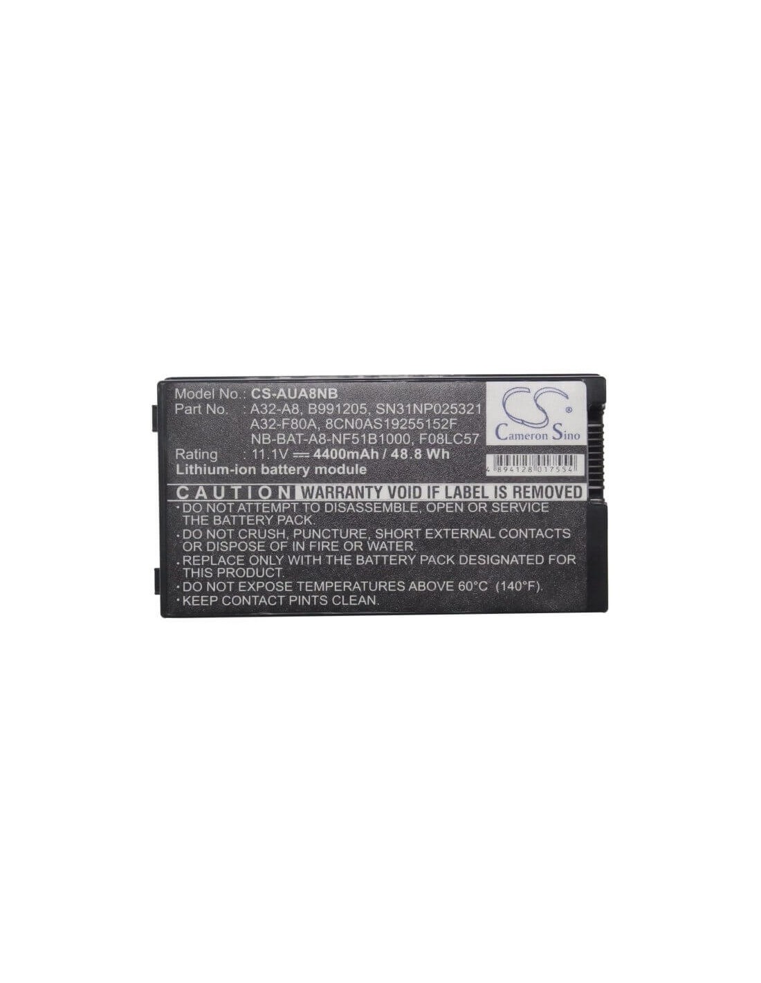 Black Battery for Asus F8sn, F8, A8000ja 11.1V, 4400mAh - 48.84Wh