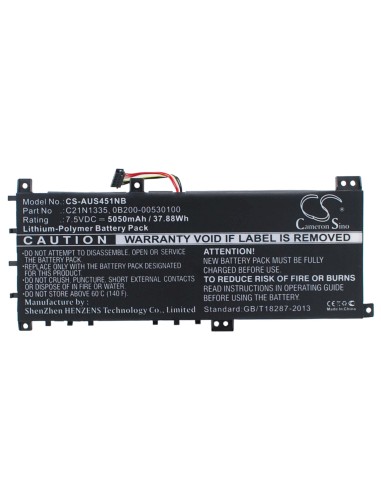 Black Battery for Asus Vivobook S451, Vivobook S451la, Vivobook S451lb 7.5V, 5050mAh - 37.88Wh