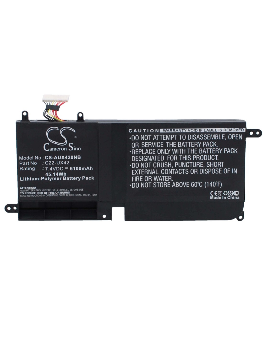 Black Battery for Asus Zenbook Ux42, Ux42e3517vs, Ux42e3317vs-sl 7.4V, 6100mAh - 45.14Wh