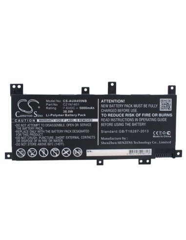 Black Battery for Asus X455la, X455la-wx078h, X455la-wx063d 7.6V, 5000mAh - 38.00Wh