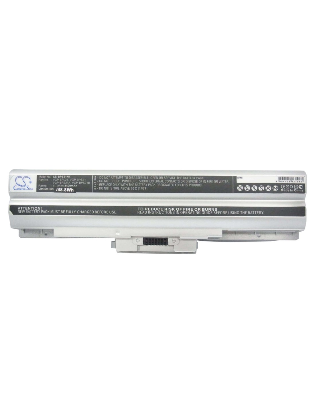 Silver Battery for Sony Vaio Vgn-aw41jf, Vaio Vgn-aw41mf, Vaio Vgn-aw41xh 11.1V, 4400mAh - 48.84Wh