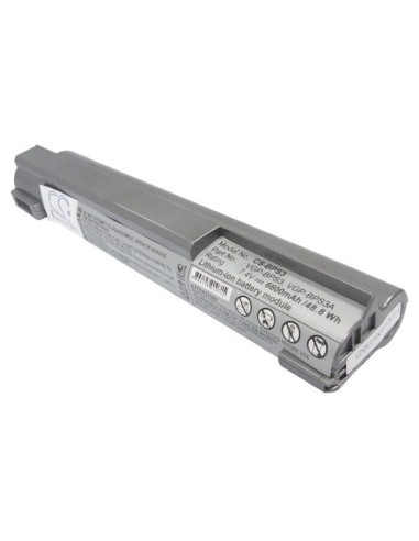 Metallic Silver Battery for Sony Vaio Vgn-t27gp, Vaio Vgn-t91psy7, Vaio Vgn-t260p/ L 7.4V, 6600mAh - 48.84Wh