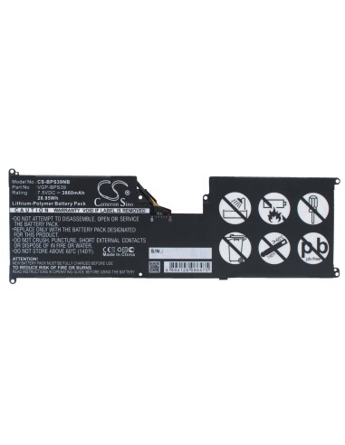 Black Battery for Sony Vaio Tap 11, Svt11215cw, Svt11215cgb/w 7.5V, 3860mAh - 28.95Wh