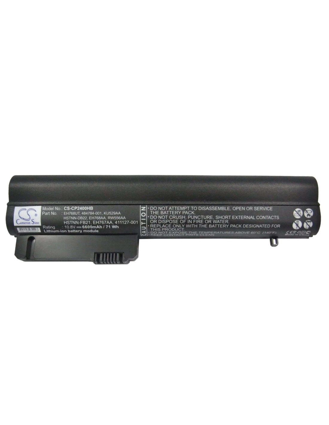Black Battery for Compaq Business Notebook Nc2400, Business Notebook 2400, Business Notebook 2510p 10.8V, 6600mAh - 71.28Wh