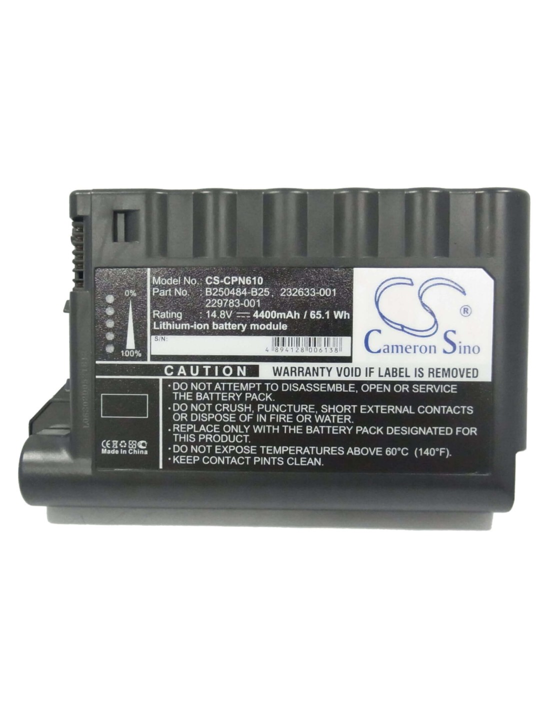 Black Battery for Compaq Evo N600, Evo N600c, Evo N610c 14.8V, 4400mAh - 65.12Wh