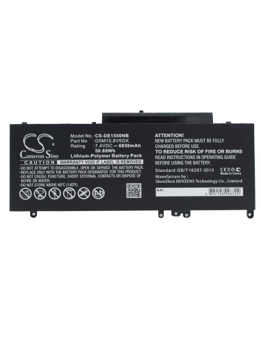 Black Battery for Dell Latitude E5550, Latitude 15 5000, Latitude E5550 15.6" 7.4V, 6850mAh - 50.69Wh