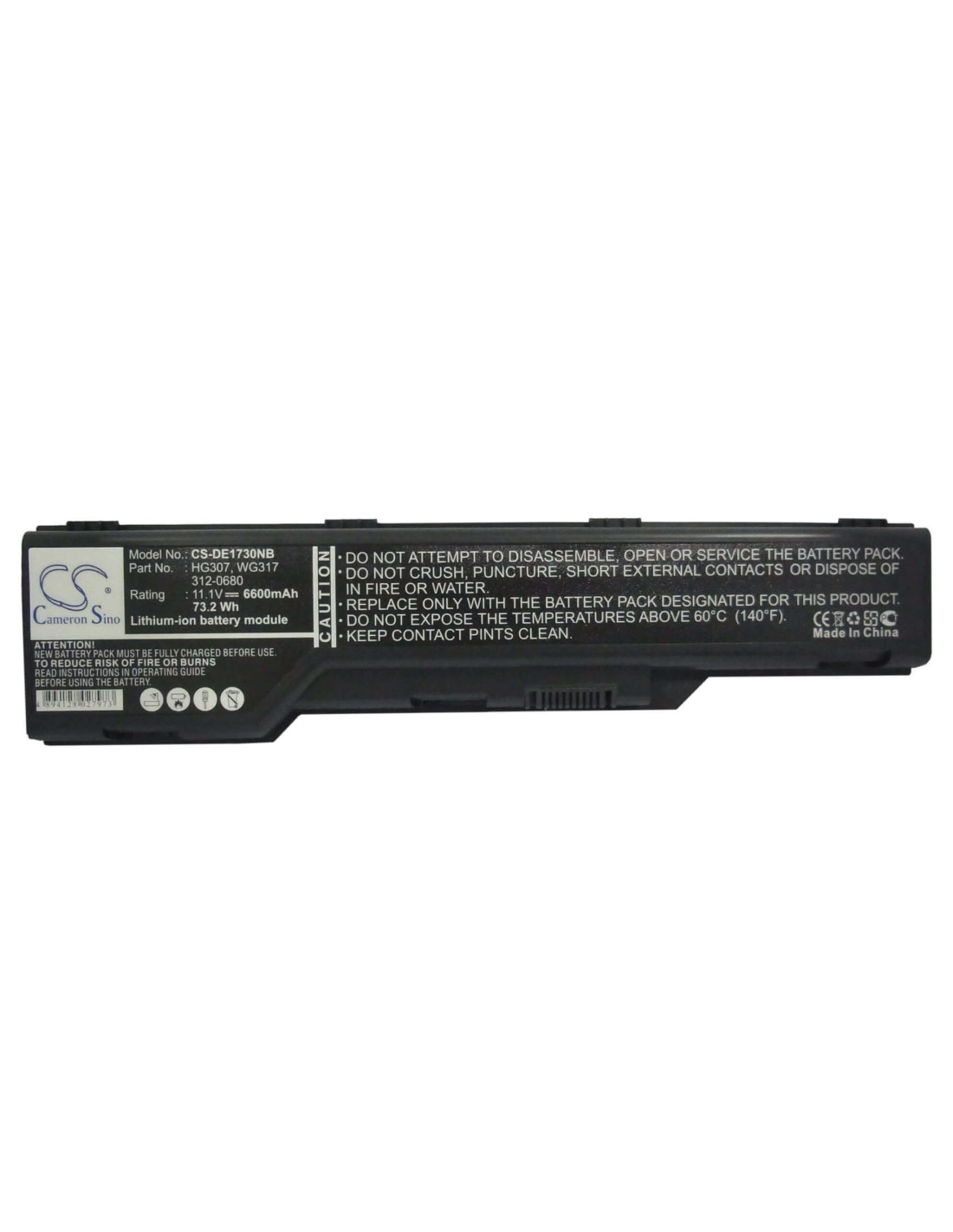 Black Battery for Dell Xps M1730 11.1V, 6600mAh - 73.26Wh