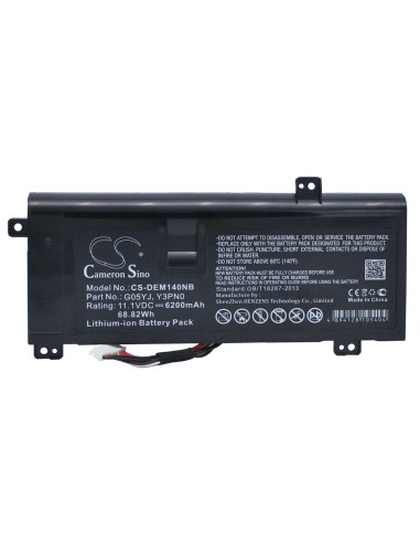 Black Battery for Dell Alienware M14x R3, Alienware M14x R4, Alienware P39g 11.1V, 6200mAh - 68.82Wh
