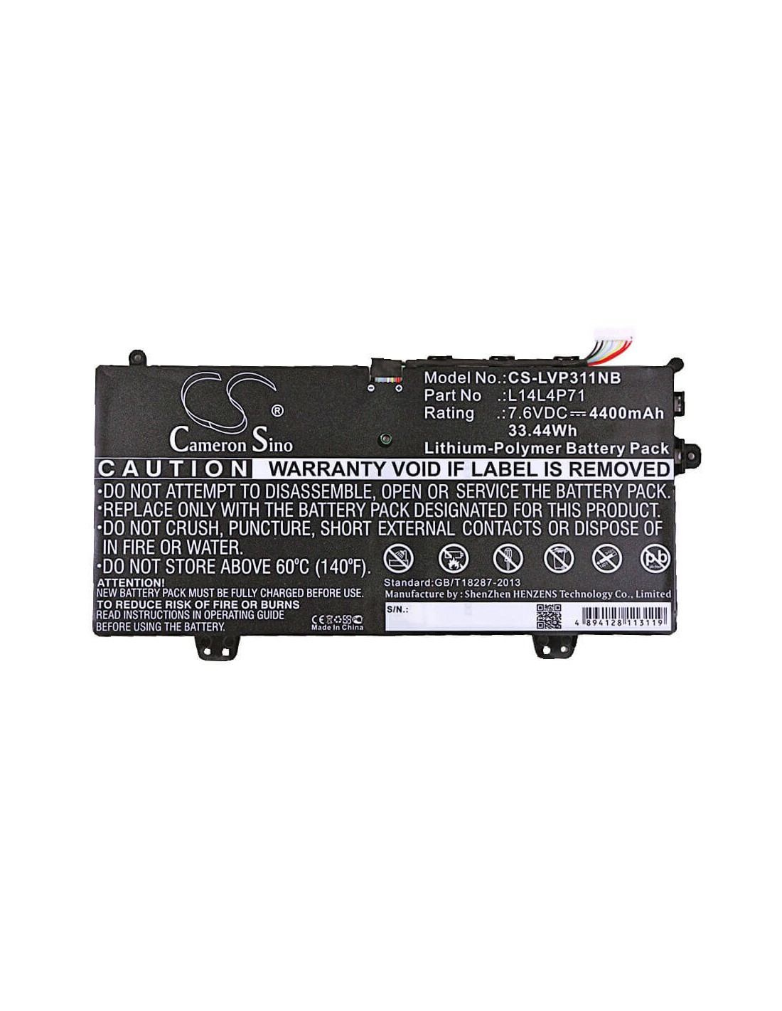 Black Battery for Lenovo Yoga 3 Pro 11, 80j80021us, Yoga 3 11-5y10 7.6V, 4400mAh - 33.44Wh