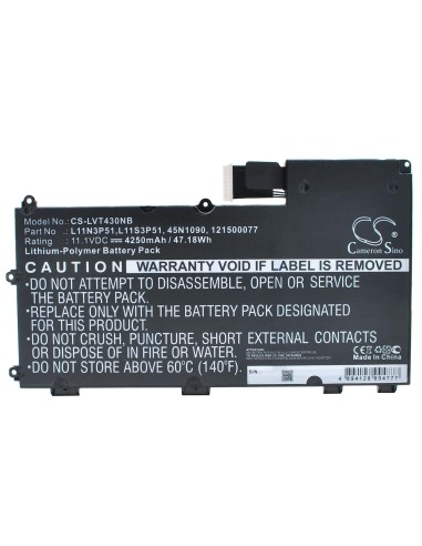 Black Battery for Lenovo Thinkpad T430u 11.1V, 4250mAh - 47.18Wh