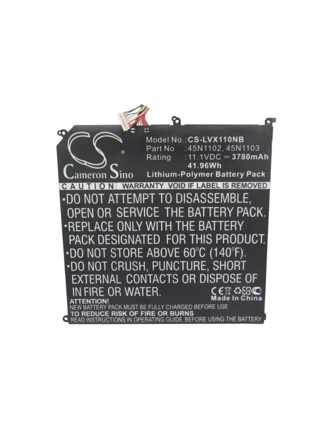 Black Battery for Lenovo Thinkpad X1 Helix 11.1V, 3780mAh - 41.96Wh