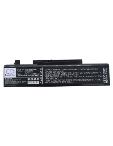 Black Battery for Lenovo Ideapad Y450, Ideapad Y450 20020, Ideapad Y450 4189 11.1V, 4400mAh - 48.84Wh